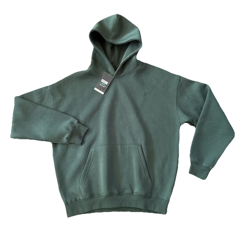 Barbell Apparel Monogram Heavy Hoodie Men Large Forest Green Oversized NWT